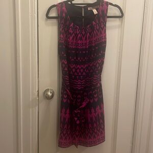 Forever 21 Contemporary Womens Dress Geometric Pink Navy Blue Size XS with belt